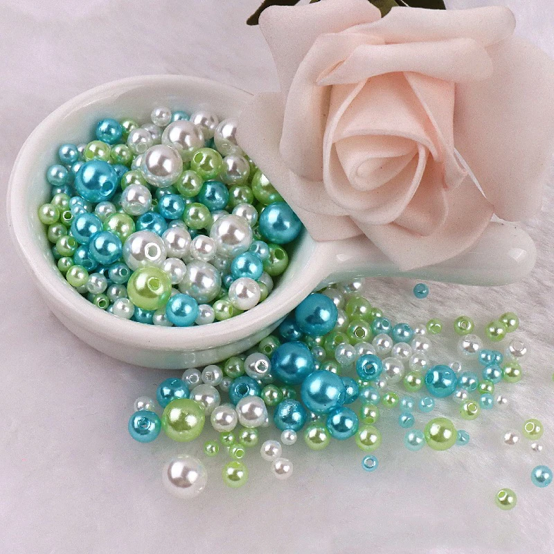 5g Mix 3-8mm Colorful ABS Imitation Pearls Round Beads with Holes for Needlework Jewelry Making DIY Charms Handmade Bracelet