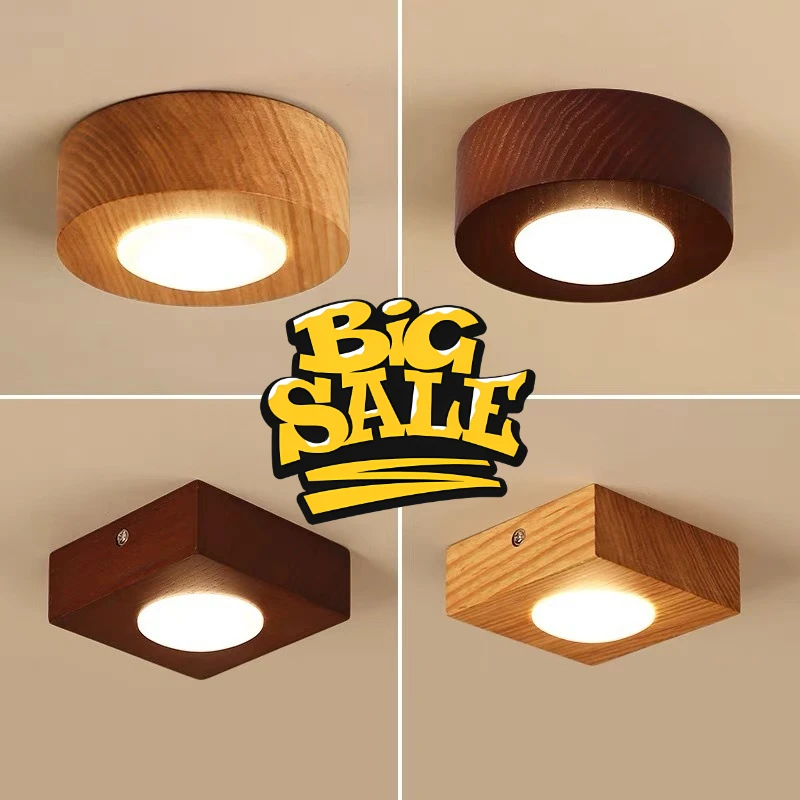 

Walnut Ceiling Light Scorridor Lamp Wood Led Lights for Room Living Room Spotlights Porch Light Home Decor Lighting