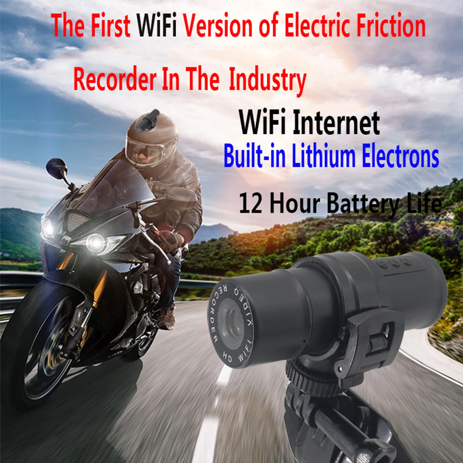 

Motorcycle Driving Recorder HD 1080P Camera Bike Helmet DVR Video Cam Outdoor Waterproof Riding Sports