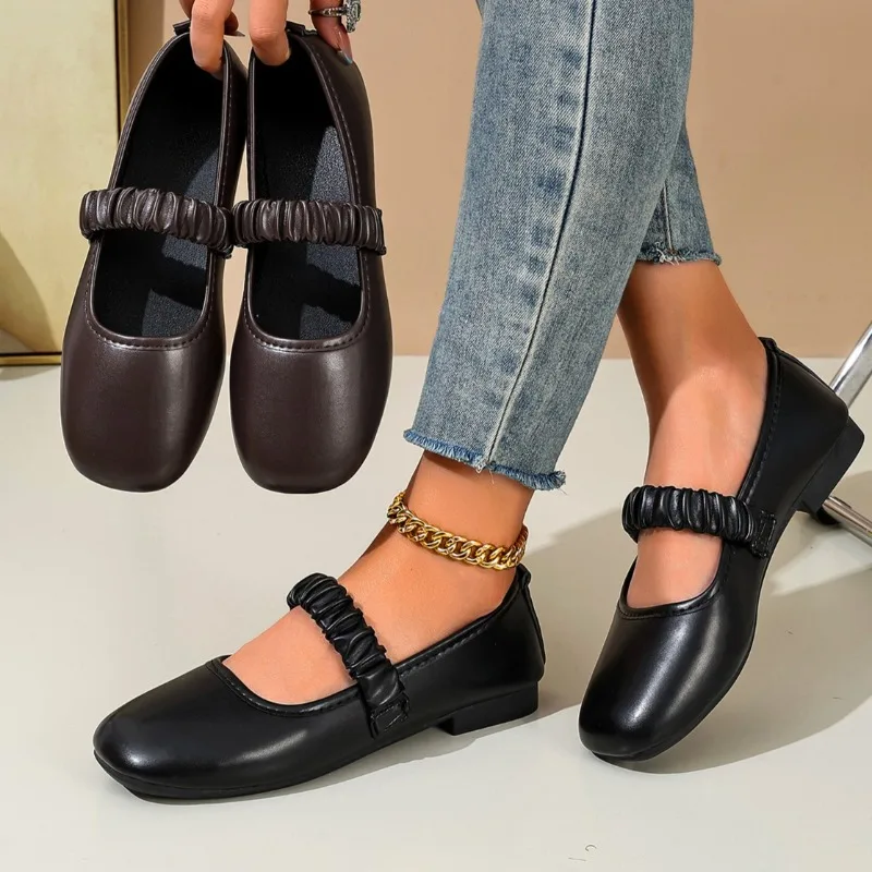 Women's Square Toe Vintage Solid Color Single Shoes New Spring and Autumn Women Lightweight Comfortable Fashion Low Top Shoes