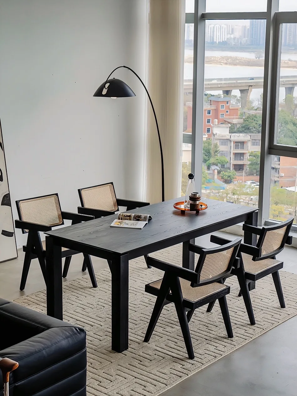 

Nordic solid wood minimalist long table designer desk simple modern negotiation table living room dining table log workbench