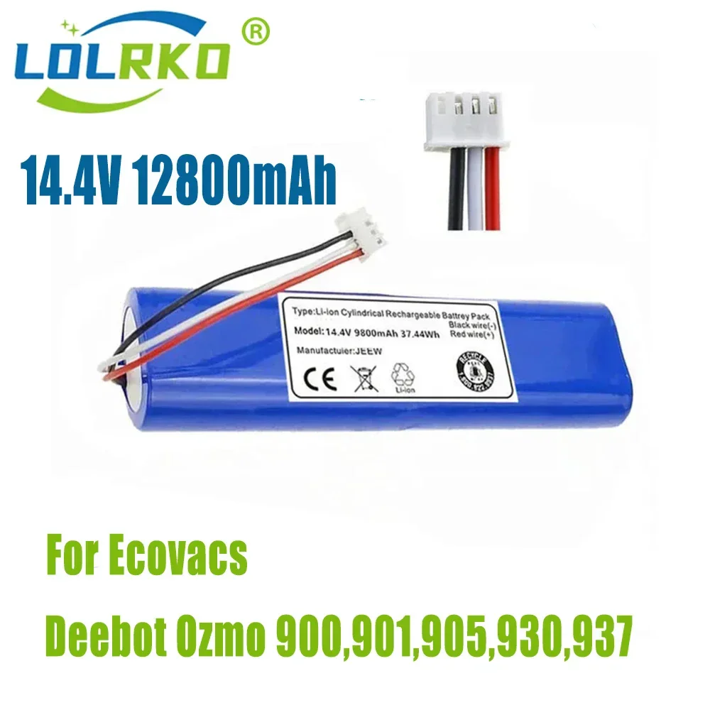 

14.4V 12800mAh Robot Vacuum Cleaner Replacement Battery for Ecovacs Deebot Ozmo 920,930,901,905,937,900 Lithium Ion Battery