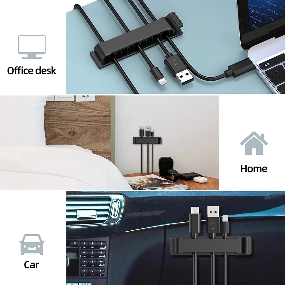 Cáp Nhà Tổ Chức Kẹp Quản Lý Cáp Dây Quản Lý Dây Giá Đỡ Sạc USB Dòng Lớp Viền Aó Gió Xe Ô Tô Gắn Tường Móc