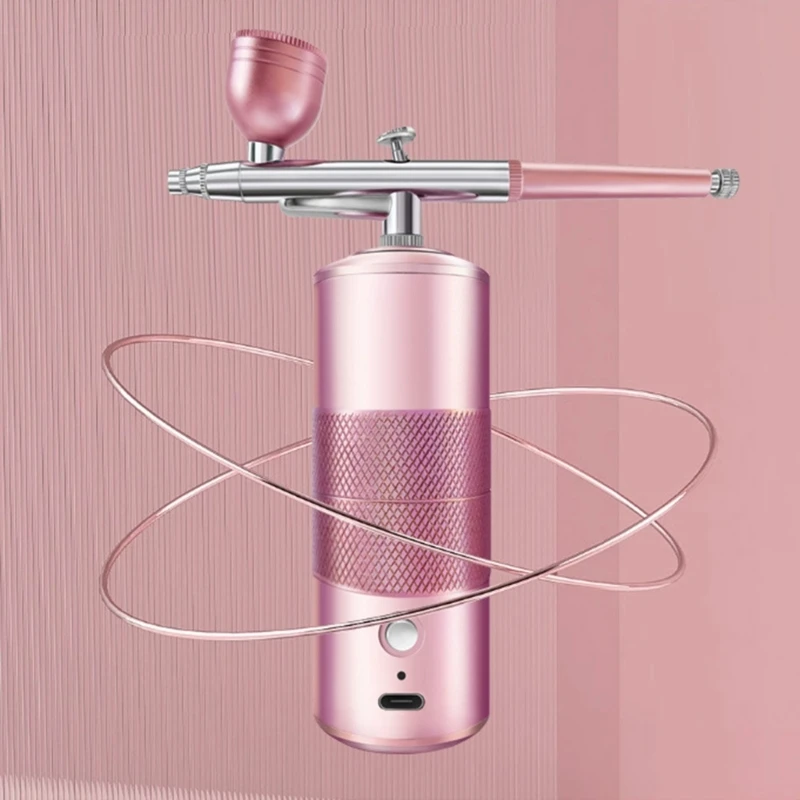 Juego de pistolas de pulverización de aerógrafo de mano, aerógrafo inalámbrico portátil, juego de aerógrafo de mano recargable para decoraciones de pasteles de maquillaje