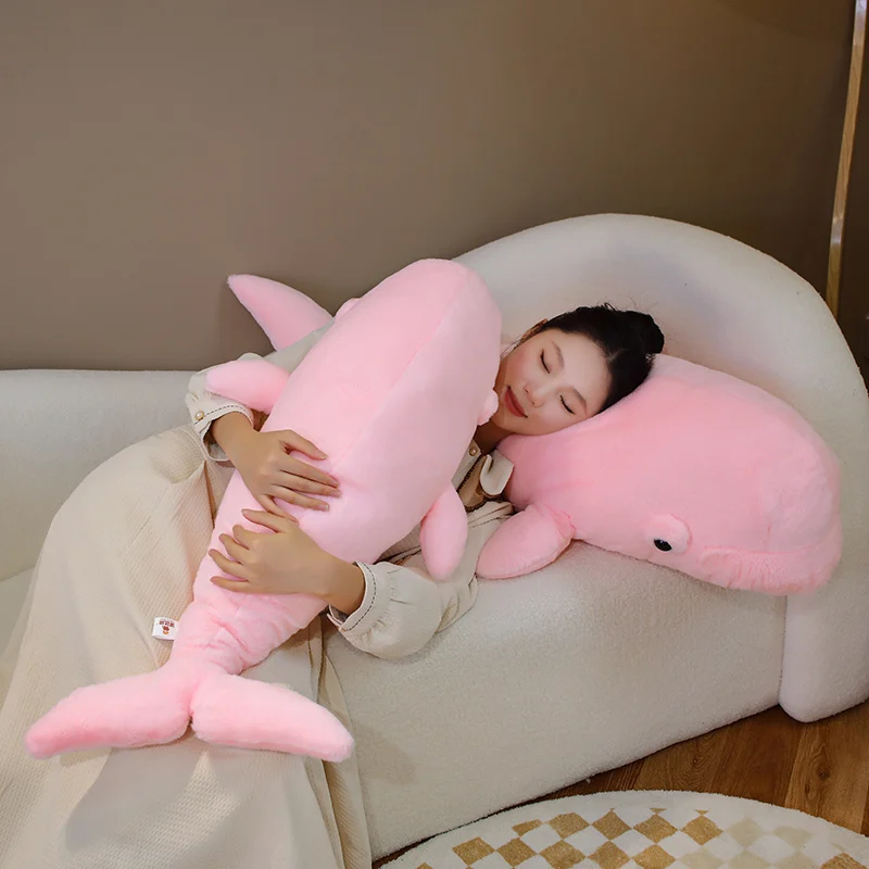 75/100cm PinkRealistic Beluga Plush Pillow Toys Soft Stuffed Sea Animal Simulation Whale Kawaii Sofa Cushion Girls Birthday Gift