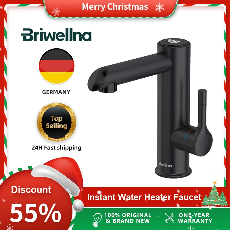 Briwellna-grifo calentador eléctrico, grifo de calefacción de acero inoxidable para baño, grifo de agua caliente de 220V, Mini calentador de agua