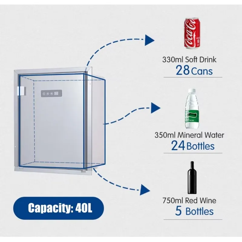 Rapid Cooling 40L Built in Rv Freezer 12V 24V Compressor 12 Volt Car Refrigerator