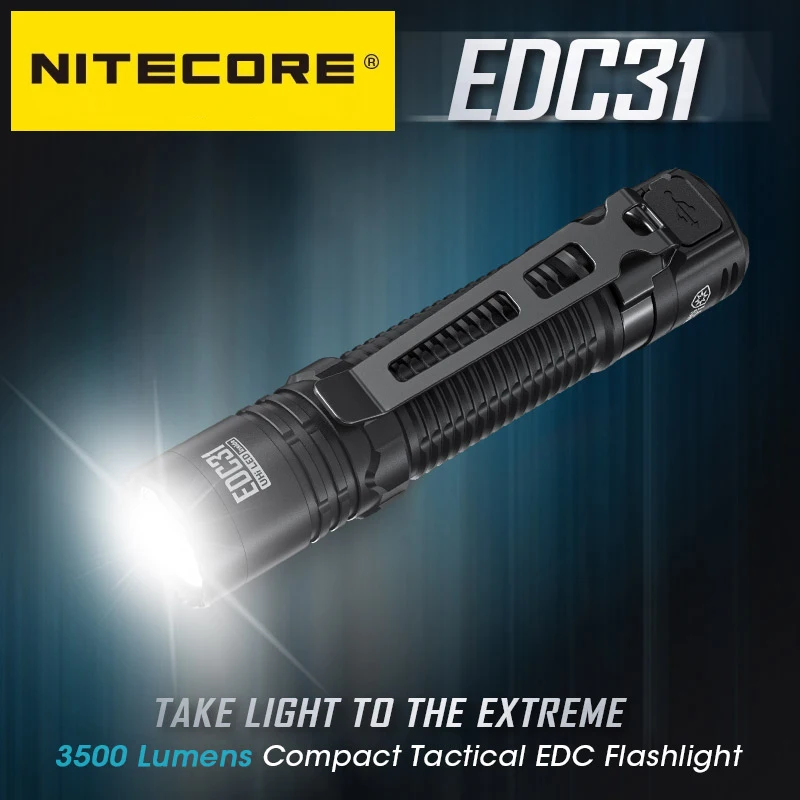 Nitecore EDC31 High Performance 3500 Lumens Ultra-bright Strong Light Portable Flashligh USB-C Rechargeable for Camping Caving