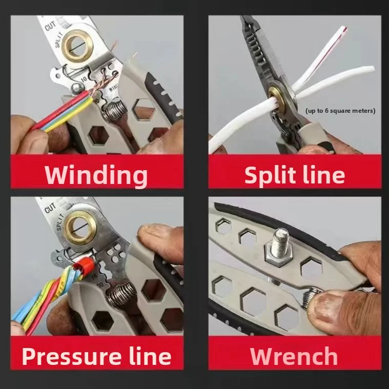 Spellafili multifunzionale (centro bianco da 7 pollici) Strumento speciale spelafili per elettricisti, spelafili in acciaio inossidabile, Wi