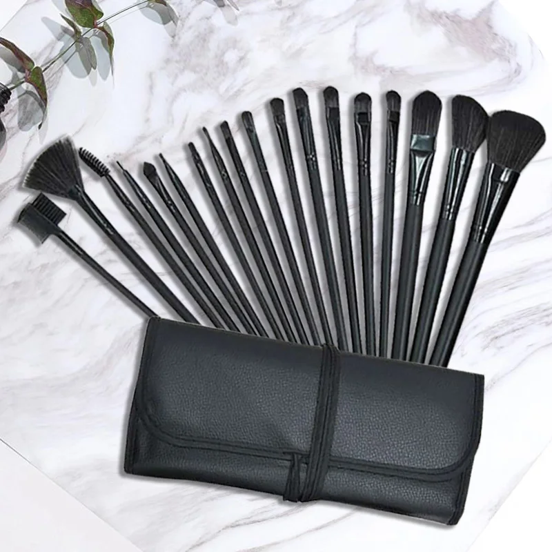 24 Pcs Female Professional Makeup Sets Cosmetics Brushes With Leather Bag Lip Brush Eye Shadow Brush Makeup Tools