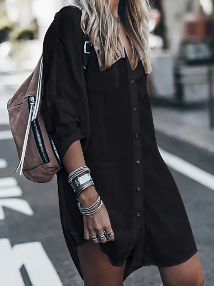 ビーチカバーアップトップスビーチシャツパレオデプラヤ Mujer ビーチウェアサロンカバーアップ女性ポケットビキニカバーアップチュニック