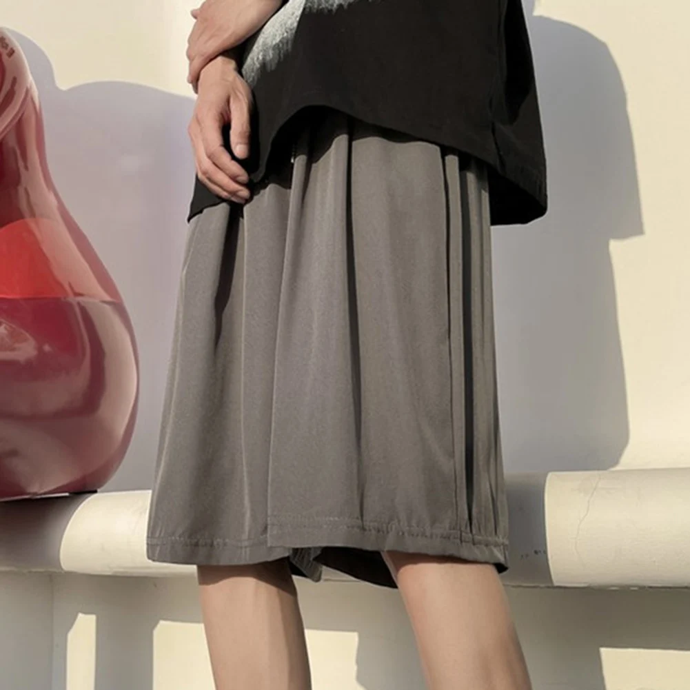 

Удобные шорты для повседневной носки Дышащие шорты Шорты большого размера Серые мужские шорты на шнуровке Эластичная талия Полиэфирная ткань