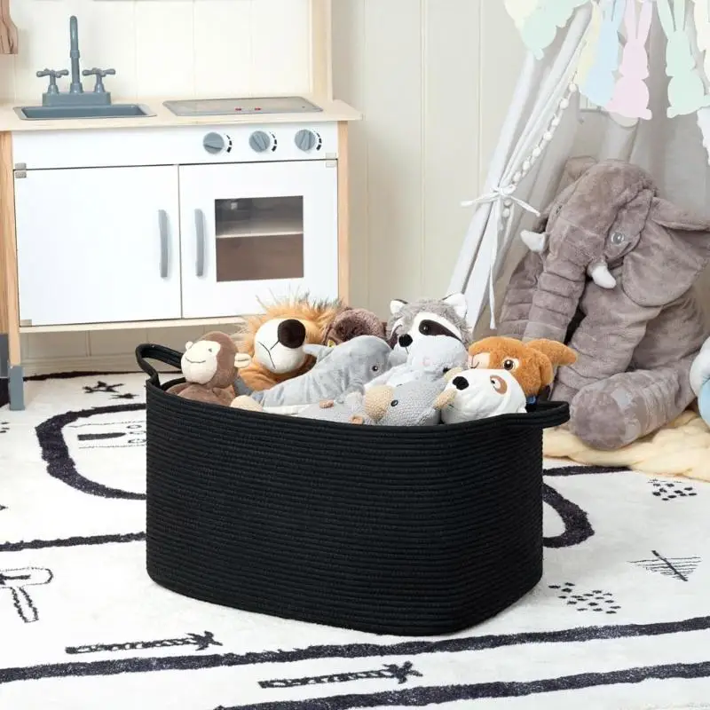 581F اليدوية القطن حبل سلة تخزين منسوجة منظم سطح المكتب الحاويات أشتات وجبات خفيفة لعبة Comestics صندوق عرض