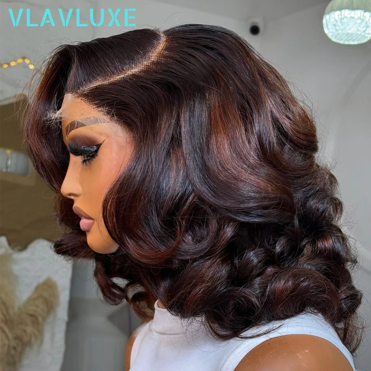 

Шоколадно-коричневые надувные вьющиеся парики из натуральных волос, плотность 400, 360 HD, кружевные фронтальные парики, 16 дюймов, бразильские, Remy, предварительно выщипанные, Wear And Go