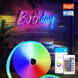 Tuya Wifi Bluetooth USB RGB Led Neon Strip Light Waterproof 5V Neon Rope Lights Work With Alexa 1M 2M 3M 5M DIY Flexible Ribbon