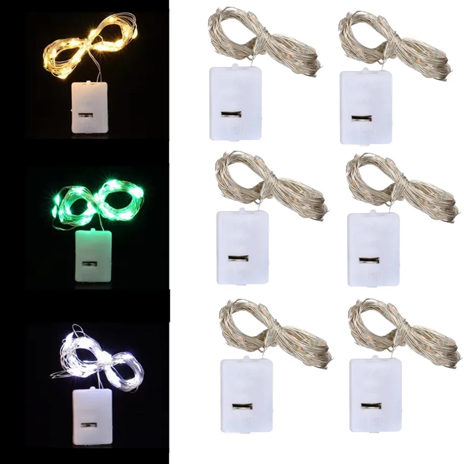 Guirxiété lumineuse LED dégradée à piles en cuivre, décoration de fête de mariage, Noël, 1 m, 2 m, 3m, 20 pièces, lot