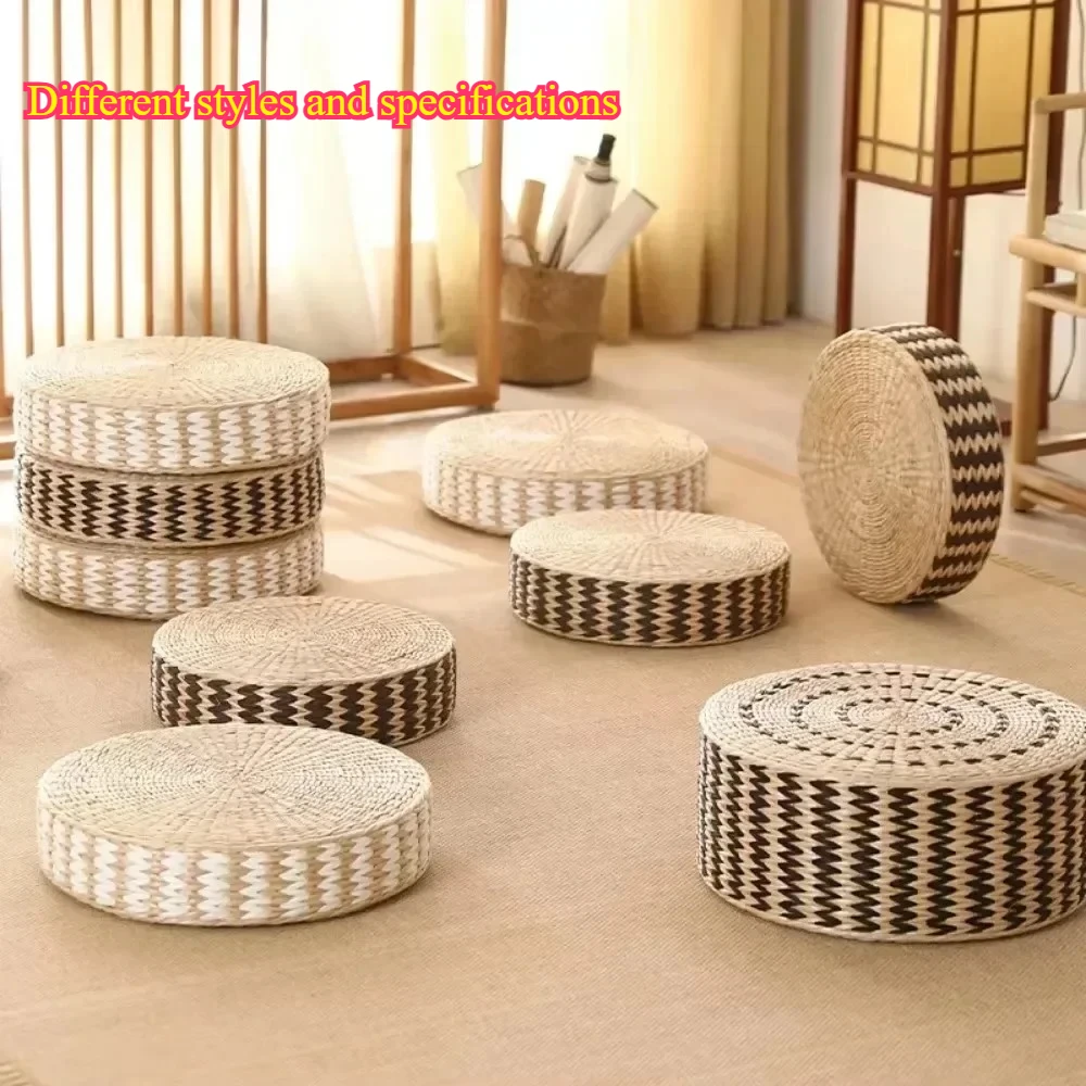 

Rural Style Handmade Cushion Simple Circular Cushion Thickened Home Bay Window Tatami Cushion Meditation Solid Color Cushion