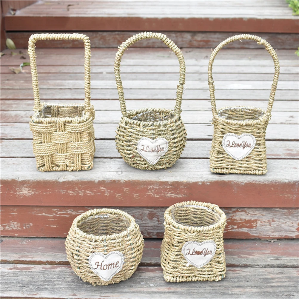 

Natural Wicker Flower H made Willow Basket Rattan Vase Container Square Decorative Storage Basket Home Garden Indoor