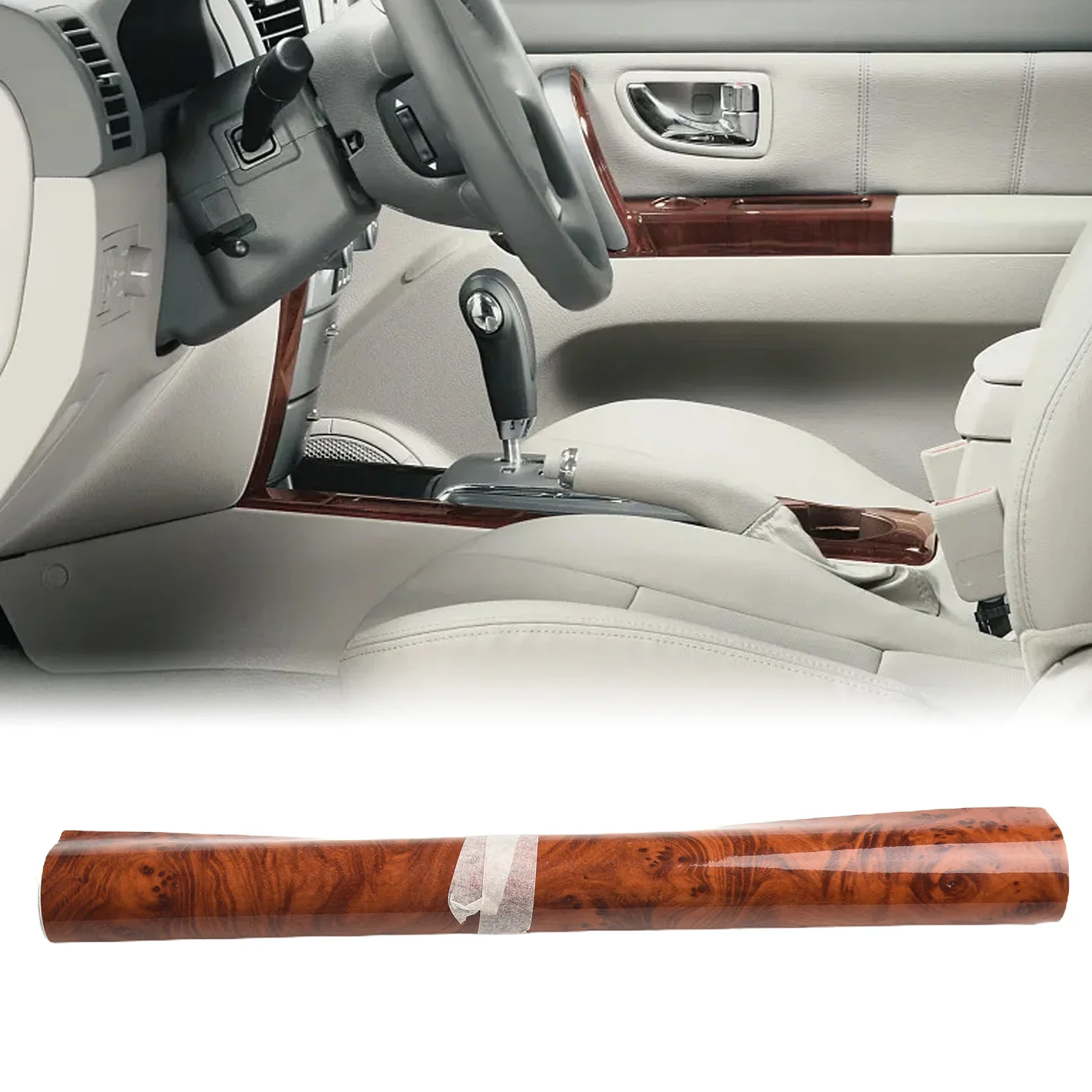 

Car Sticker Film Maroon 30*100cm Accessory Wrap Roll High glossy Wood Grain Vinyl Decal Internal Practical Useful