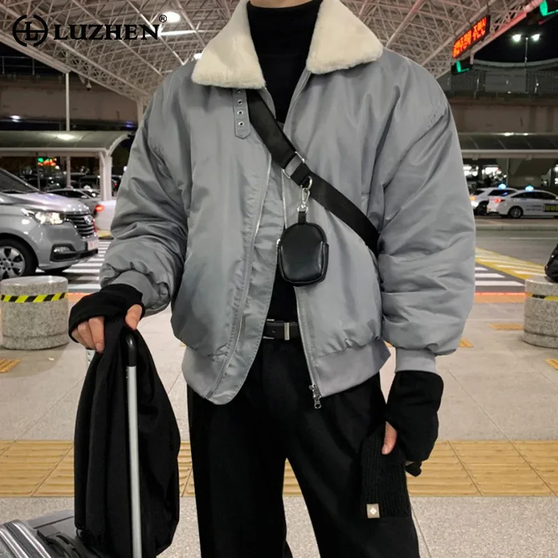 LUZHEN Men's Winter Lamb Wool Design Warm Korean Elegant Padded Jackets Versatile Casual Youth Male Clothes Street 2024 LZ7687