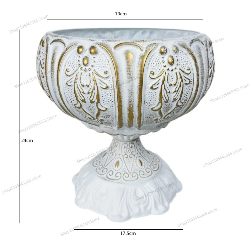 For French court style metal flower pot three-dimensional relief high foot vase home living room dining table decoration