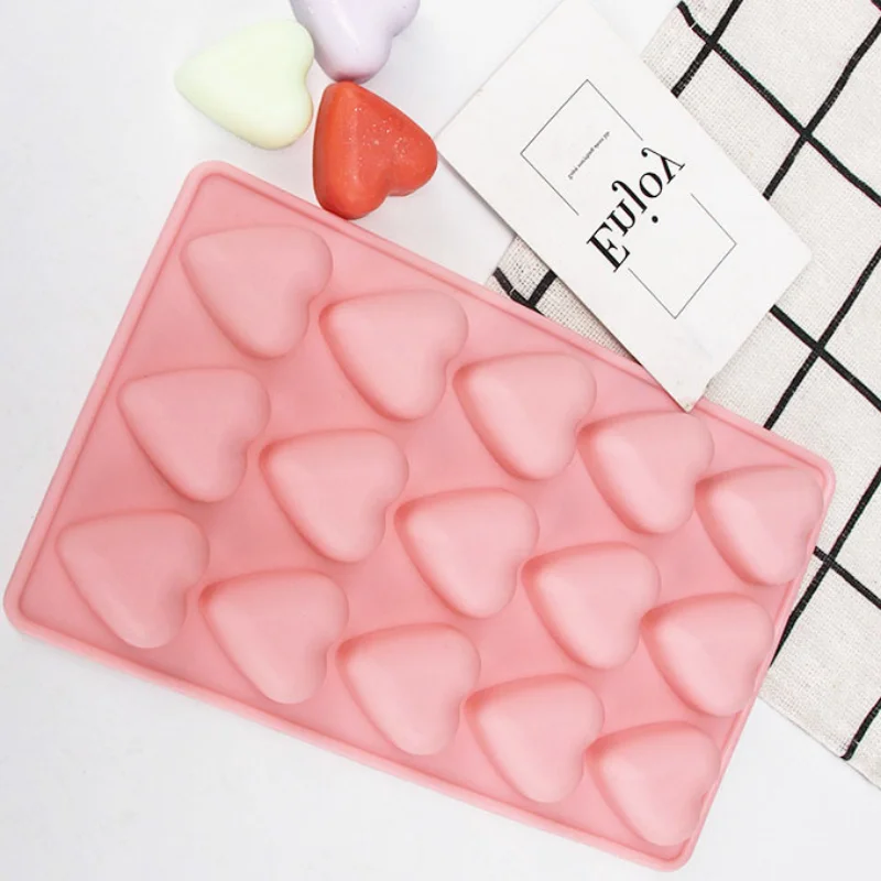 15 Cavities Love Shape Silicone Baking Mold DIY Heart Chocolate Ice Making Set Cake Decor Valentine\'s Day Gift Soap Candle Mould