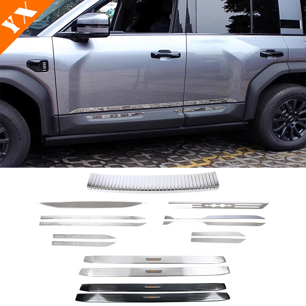 For BYD Leopard 5 Accessories 2023-2025 Stainless Car Body Decoration Car Side Skirts Auto Rear Break Light Front Bumper Trim