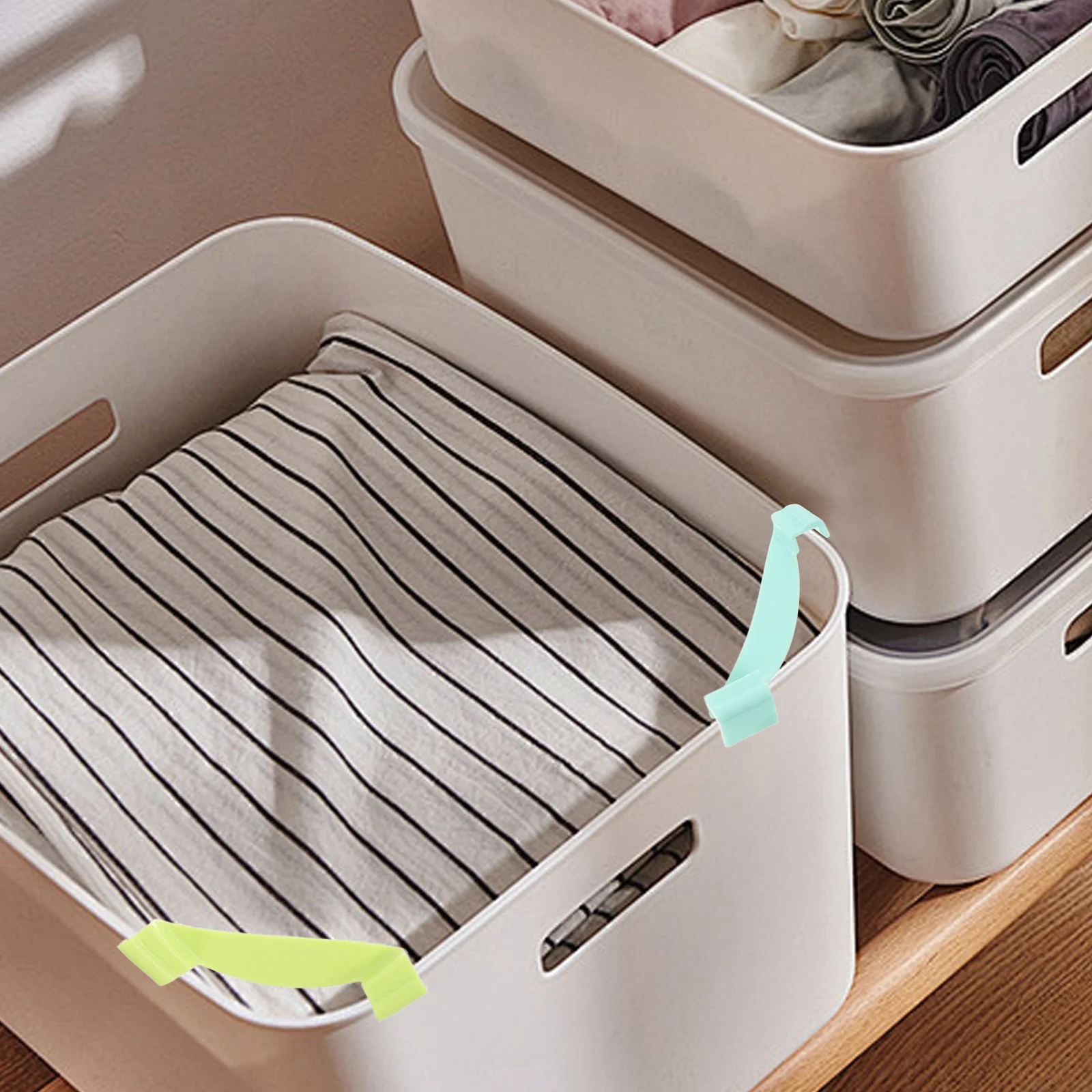 

8Pcs Stackable Storage Box Clips Lidless Bin Organizer Brackets for Closet Pantry File Boxes Cube Plastic Bin Systems Stackers