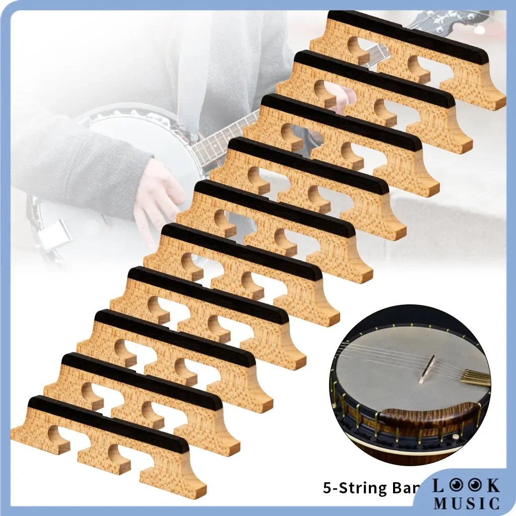 5 Strings Banjo Bridge For 5-String Banjo Guitar Parts Replacement Maple & Ebony Top Strip Inlay 3 Legged For GT Deering 10PCS