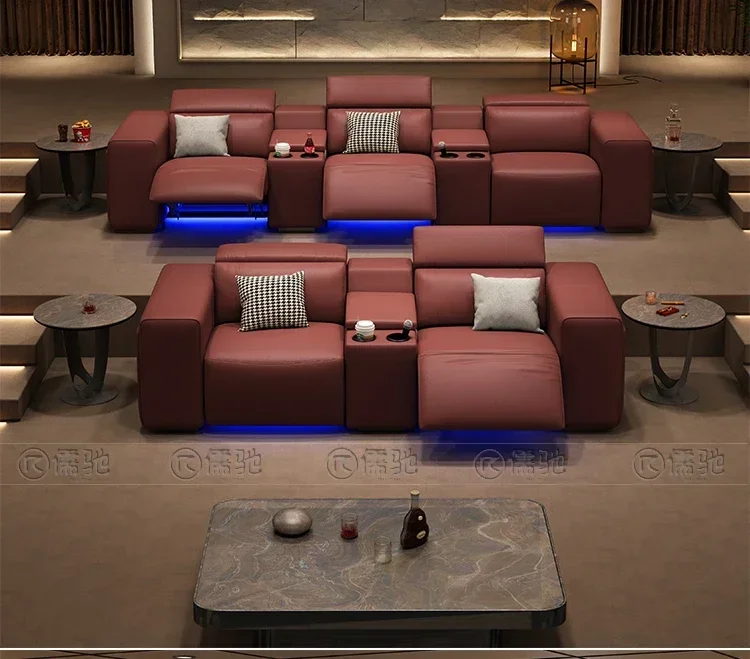 Private home theater electric sofa basement villa living room Leather villa ktv multi-function adjustable