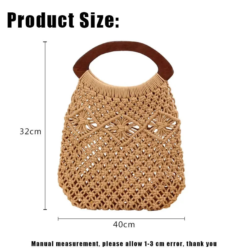 YoReAi New Handmade Bags for Women Beach Weaving Ladies Straw Pack Wrapped Beach Bag Hollow Out Retro Handle Handbags Totes