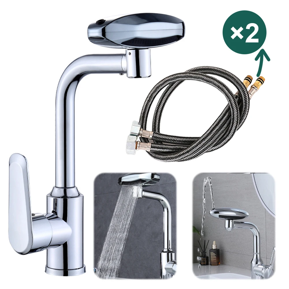 Grifo giratorio de 360 grados, grifo giratorio de 4 modos, grifo de baño, grifo de agua fría y caliente multifuncional para cocina y baño