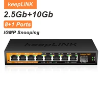 Switch de Red Gestionado por Web KeepLiNK KP-9000-9XHML-X de 9 Puertos |   8 x 2.5Gb RJ45 + 1 x 10Gb SFP+ para Uplink IGMP Snooping