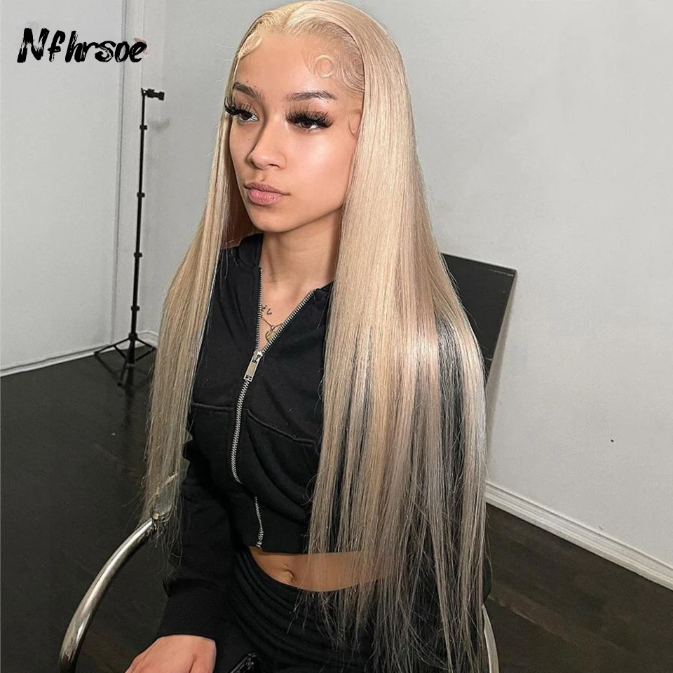 

Highlight 13x4 HD Ash Blonde Colored Lace Frontal Wig Human Hair Straight Human Hair Brazilian Remy Lace Frontal Wig For Women