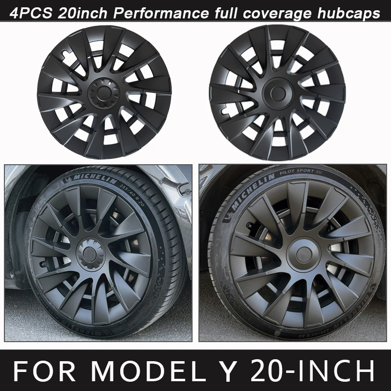 

4PCS Hub Cap for Tesla Model Y 20 Inch Wheel Cap Performance Replacement Automobile Hubcap Full Rim Cover Accessories 2019-2024