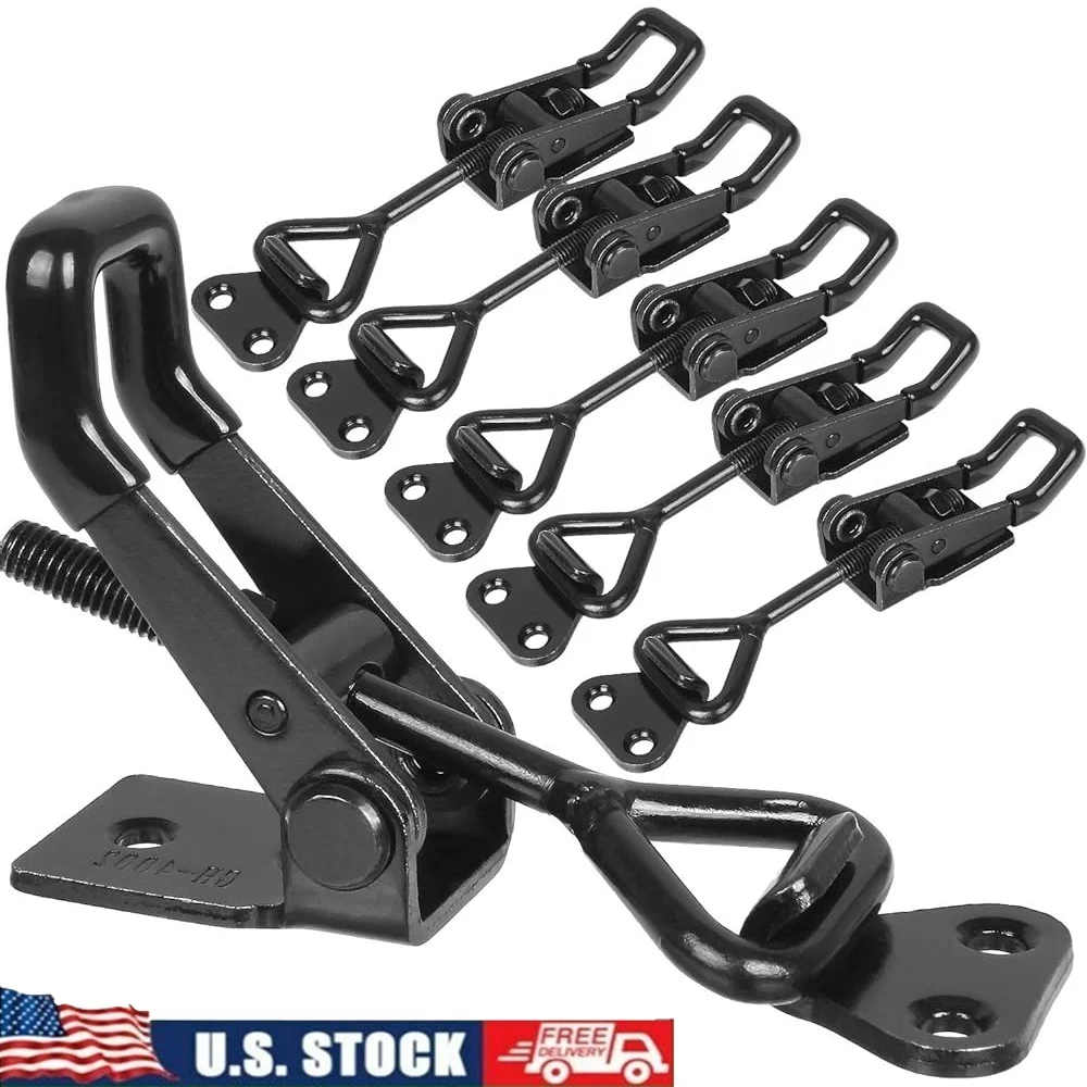 

Black Heavy Duty Toggle Latch Clamp 6Pcs Adjustable Metal Pull Latch 550lbs Capacity Smoker Door Box Locking Mechanism