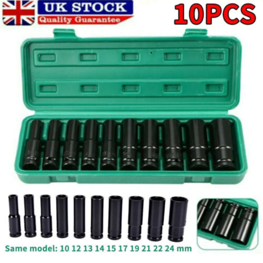 New Heavy Duty 1/2” Drive Deep Impact Sockets Set Long Reach Wheel Wrench Nut UK