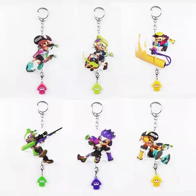 Splatoon2 Octopus Reflective Pendant Splatoon Peripheral Decoration Anime Figure Model Keychain Children\'s Toy Gift