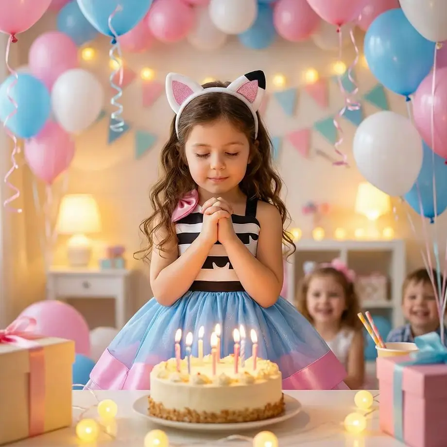 Kids Dreamy Toy House Cat Tutu Skirt Princess Dress With Accessories For Children Girls Birthday Party Carnival Role-Play Outfit