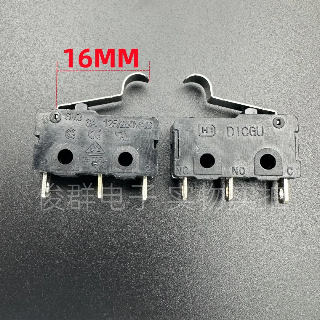 10pcsa/Taiwan SM3 Micro Switch with R Handle 3 Pin 3A Travel Limit Detection Reset Touch Button