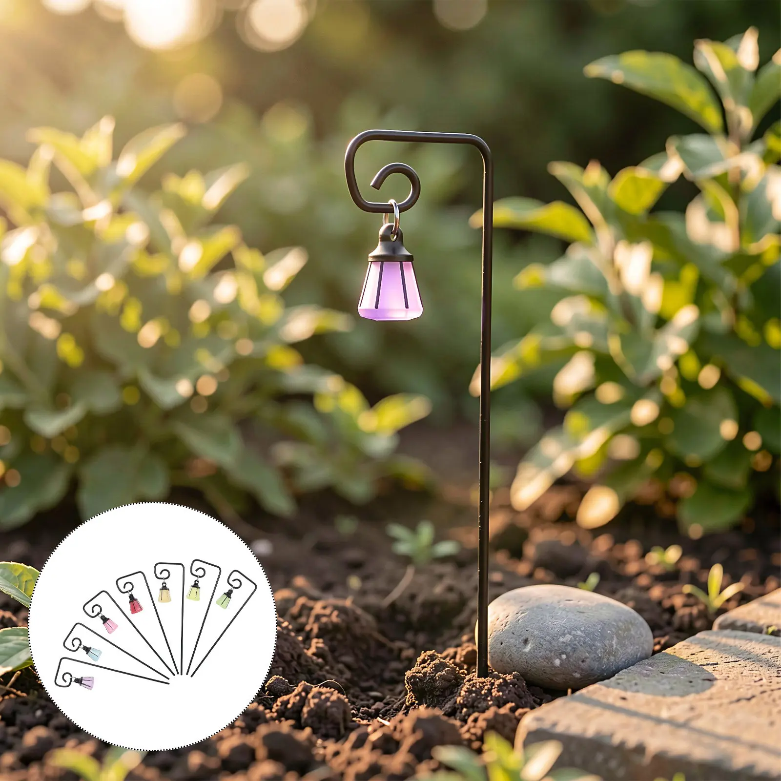 7Pcs Miniature Glow in The Dark Lantern Stakes for Fairy Garden Succulent Pot Lantern Terrarium Micro Landscape