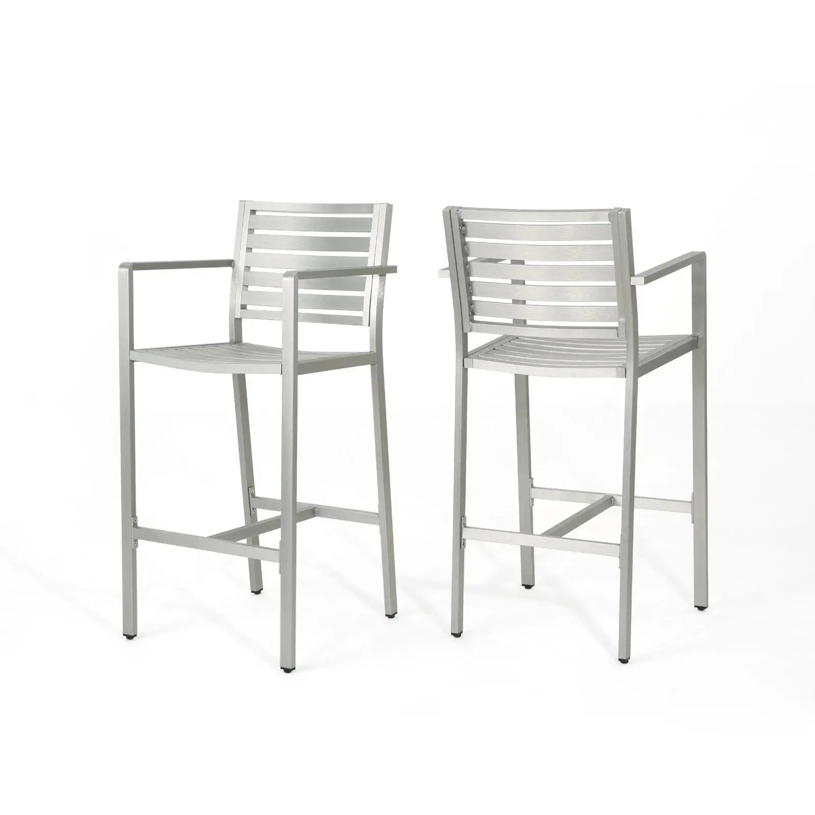 

Outdoor Aluminum Patio Bar Chairs Set of 2 High Bar Stools Weatherproof Seating for Garden Bar