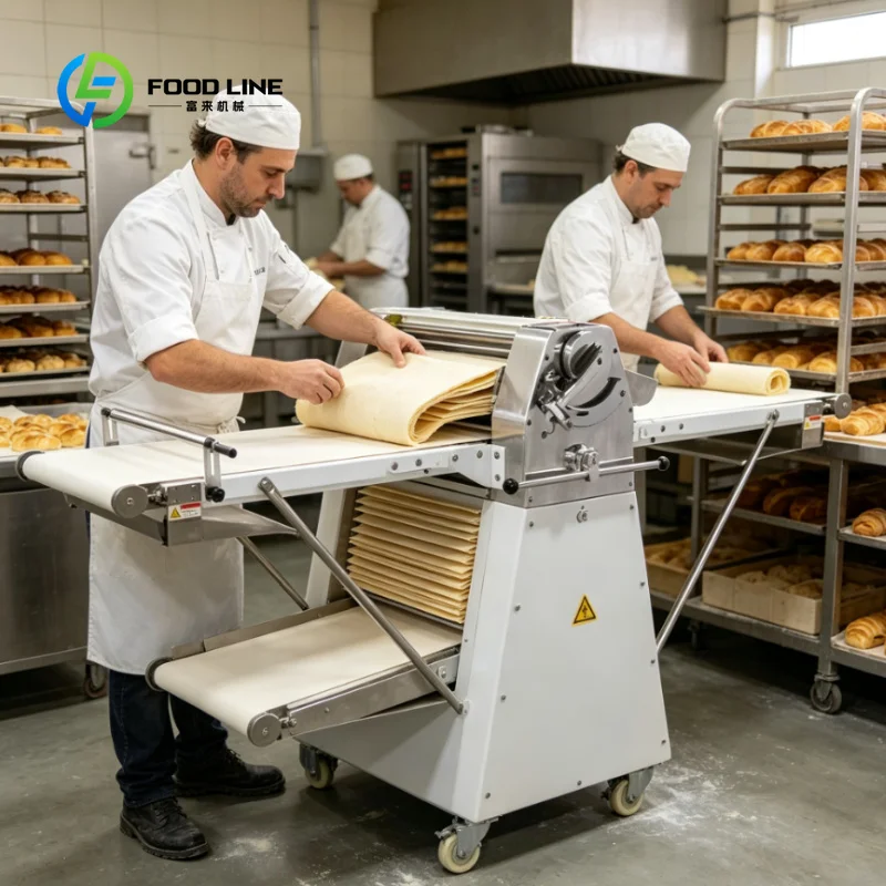 Customized Tabletop Dough Laminator Even Thickness Control Professional Bakery Laminator Fully Automatic Puff Pastry Machine