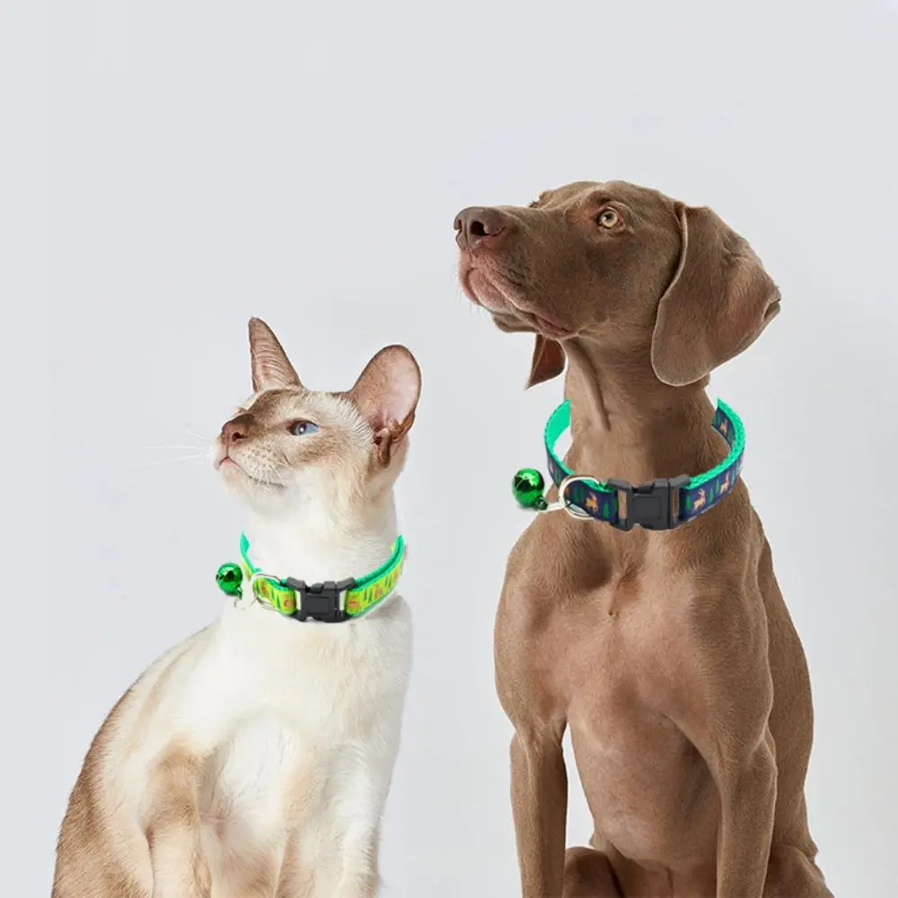 with Bell Christmas Cat Collar Snowflake/Elk Deer Pattern Polypropylene Christmas Pet Collar White/Green/Red Adjustable