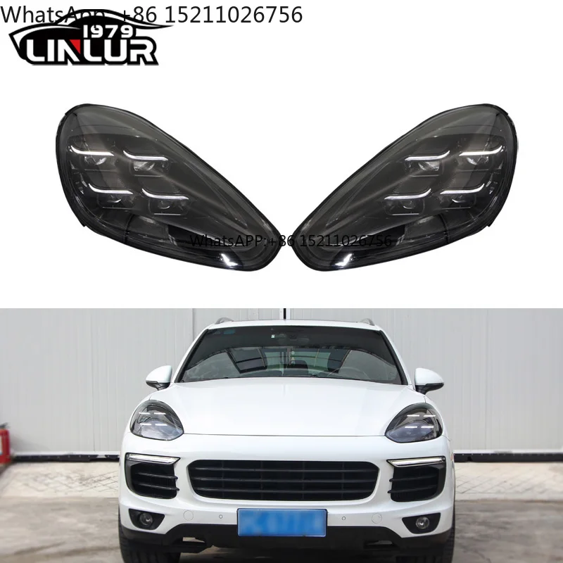

[1979ll]Car Head Lamp 2015 2017 2016 958 Headlights Upgrade to 2024 PDLS Style LED Headlight for porsche Cayenne 92a 958.2