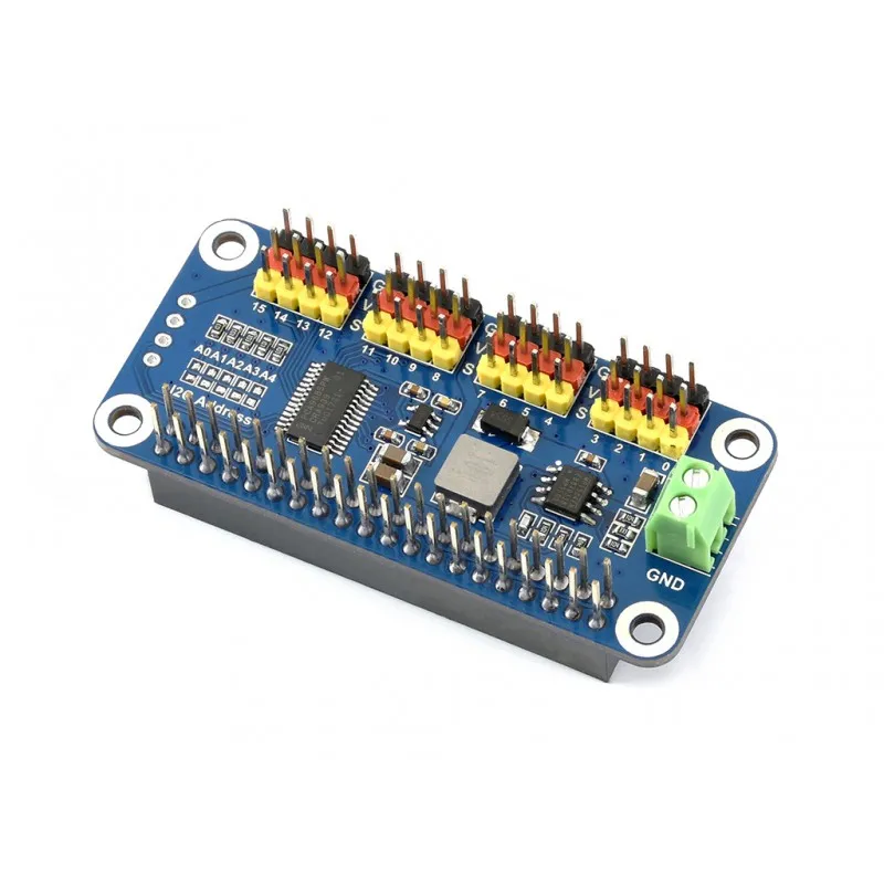 Immagine 4: Waveshare Servo Driver HAT Pinheader dritto a 16 canali, interfaccia I2C a 12 bit, per schede serie Raspberry Pi, Jetson Nano