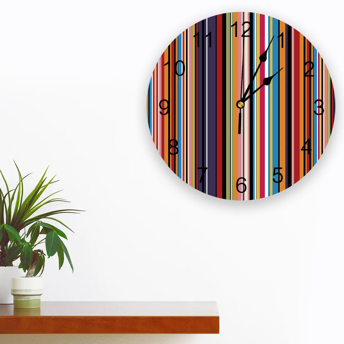 Mexico Style Colorful Stripes PVC Wall Clock Living Room Bedroom Wall Digital Clock Home Decore Wall Clock Modern Design