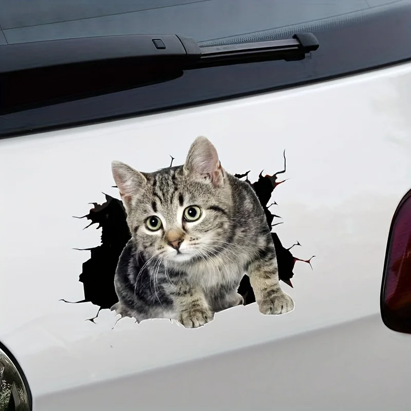 1pc 3D Cat Vinyl Sticker Waterproof Decal for Car Motorcycle SUV Trailer Window Laptop Scratch Cover