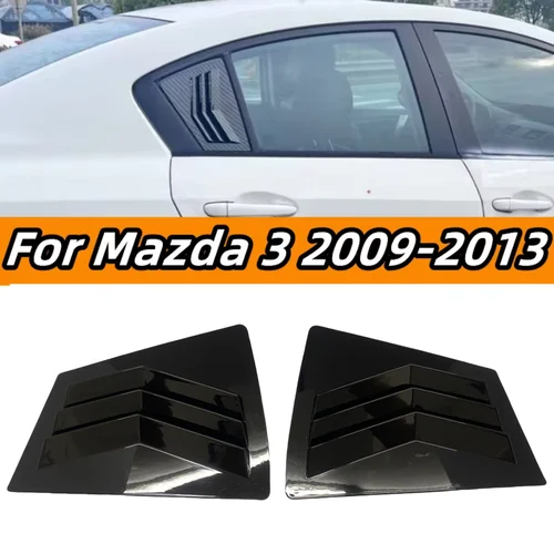 Par de cubiertas de persiana de cuarto de ventana trasera de coche para Mazda 3 2009-2013, pegatina embellecedora, pala de ventilación, accesorios de carbono ABS para coche