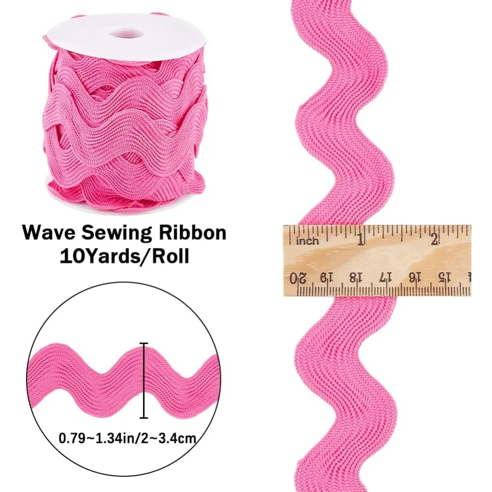Hot Pink Zig Zag RIC Rac Trim Curved Woven Braided Fabric Webbing Edge Lace Ribbon for Sewing Home Party Wedding Dress Craft